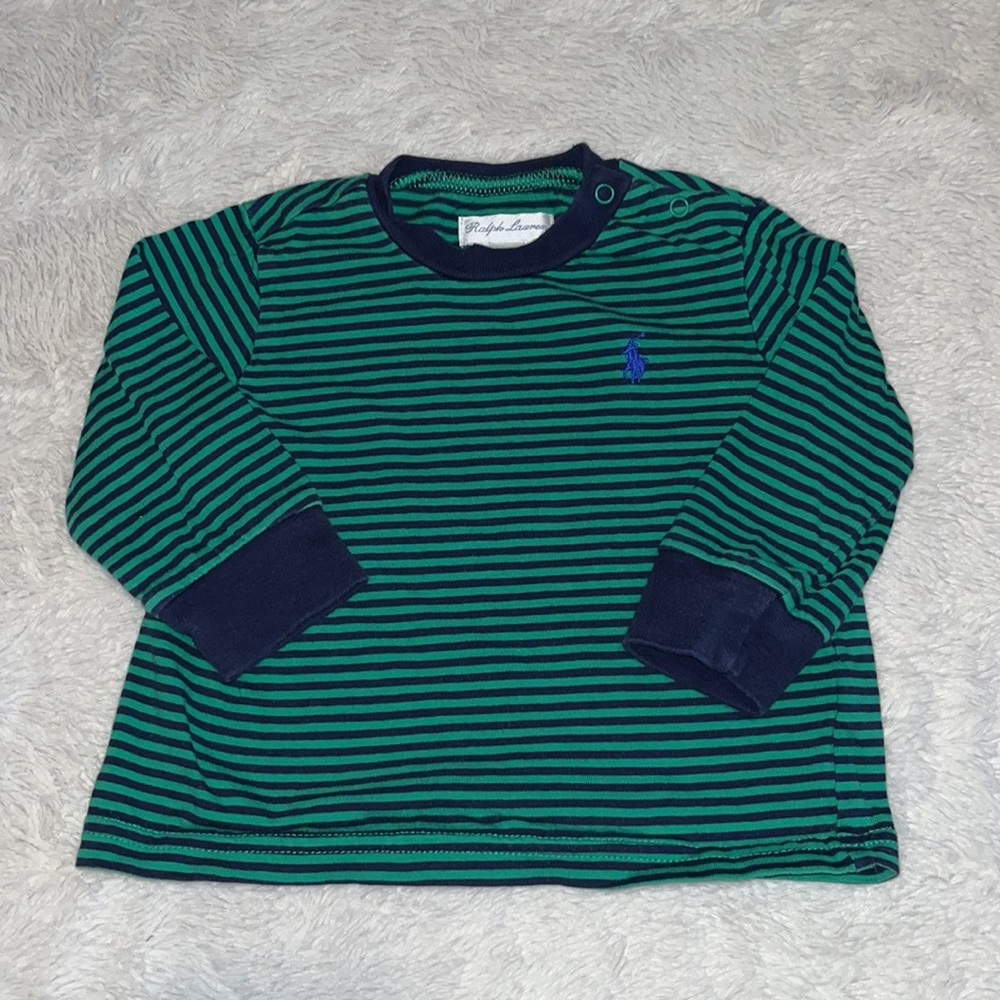 Ralph Lauren green long sleeve stripped shirt